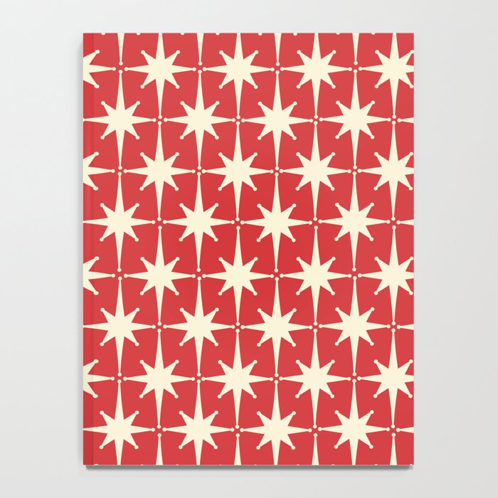 Atomic Age Starbursts - Midcentury Modern Pattern in Cream and Retro Christmas Red Notebook Gallery Image 4