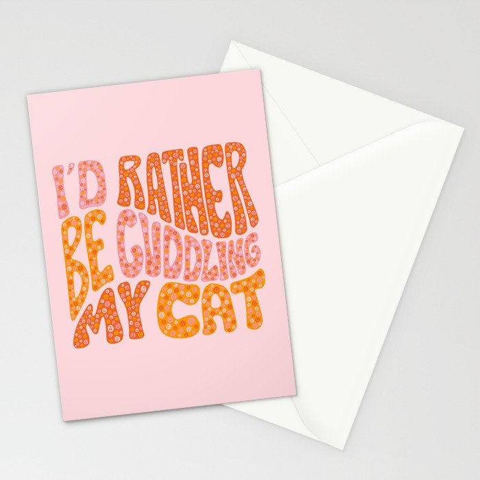 I'd Rather Be Cuddling My Cat Stationery Card Gallery Image 2