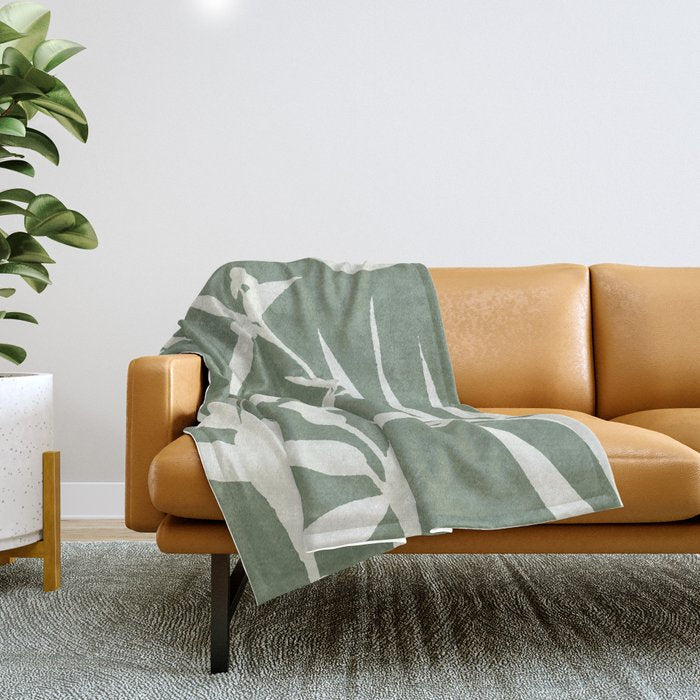 Minimal Abstract Leaves 10 Throw Blanket Gallery Image 1