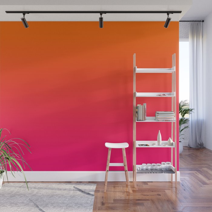 Bright Orange and Pink Gradient Wall Mural Gallery Image 1