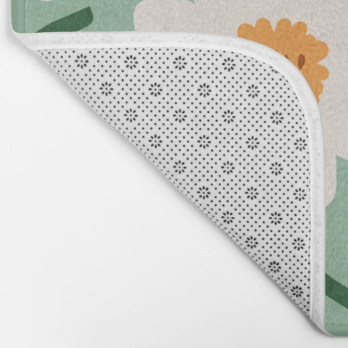 Flower field - mint & orange Bath Mat Gallery Image 2
