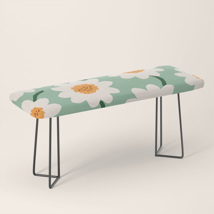 Flower field - mint & orange Bench Gallery Image 1