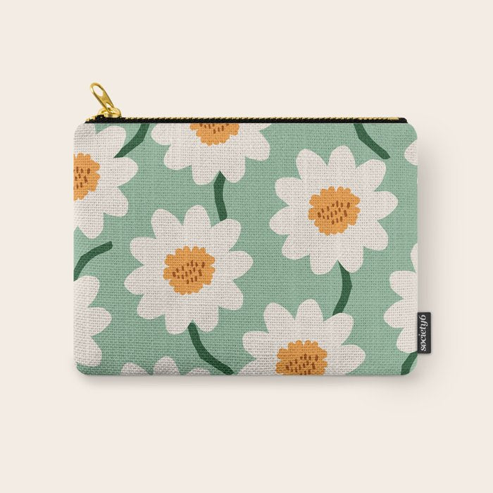 Flower field - mint & orange Carry All Pouch Gallery Image 1