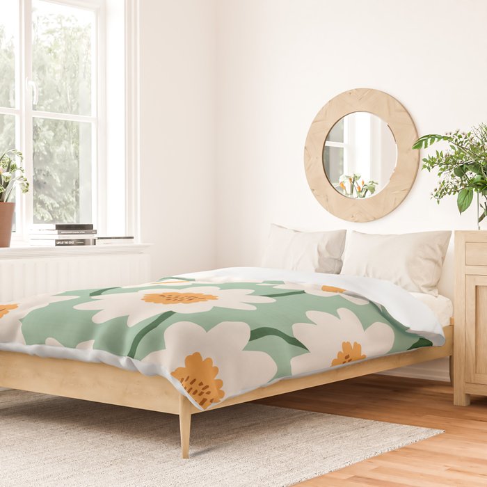 Flower field - mint & orange Duvet Cover Gallery Image 2