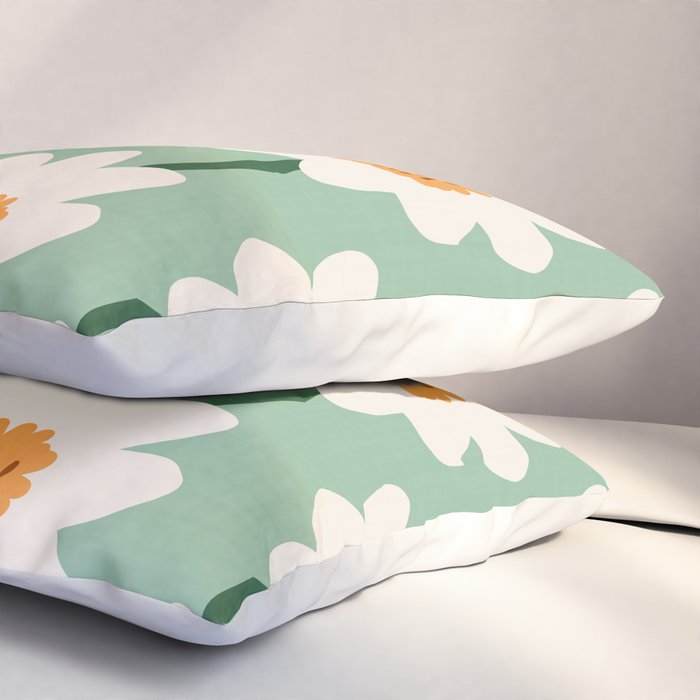 Flower field - mint & orange Pillow Sham Gallery Image 3