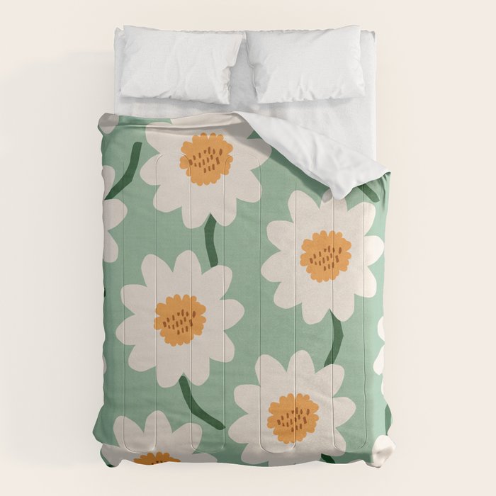Flower field - mint & orange Comforter Gallery Image 6