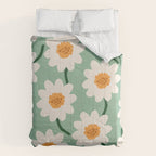Flower field - mint & orange Comforter Gallery Image 6
