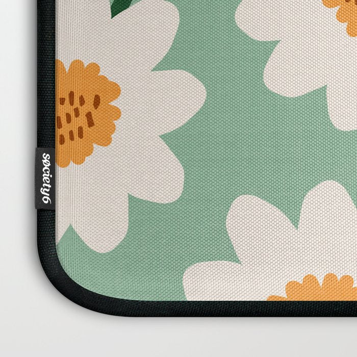 Flower field - mint & orange Laptop Sleeve Gallery Image 3