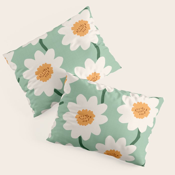 Flower field - mint & orange Pillow Sham Gallery Image 3