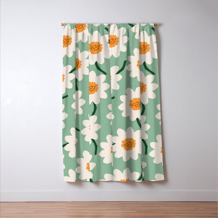 Flower field - mint & orange Window Curtain Gallery Image 3