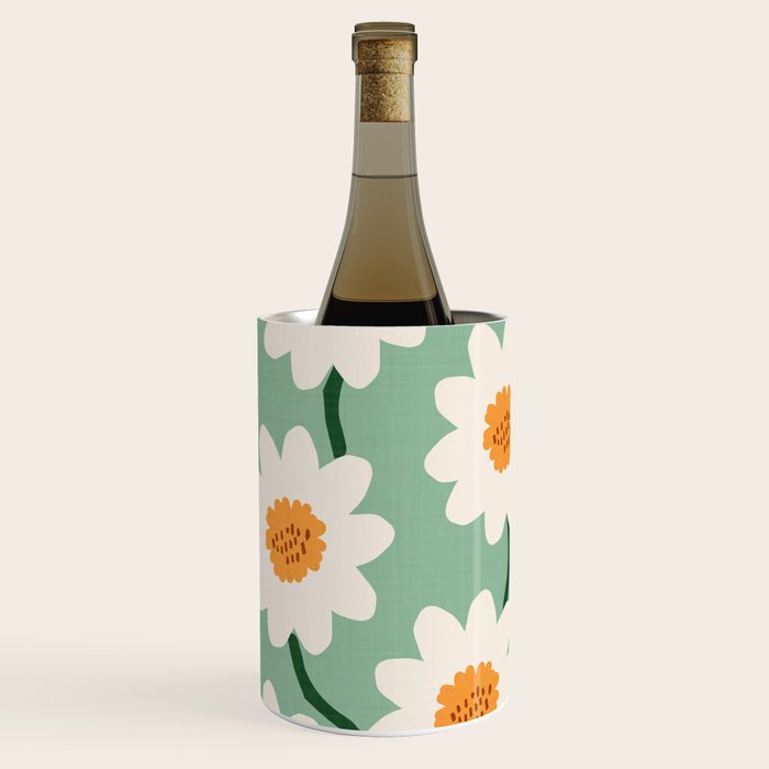 Flower field - mint & orange Wine Chiller Gallery Image 1