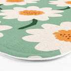 Flower field - mint & orange Bath Mat Gallery Image 3