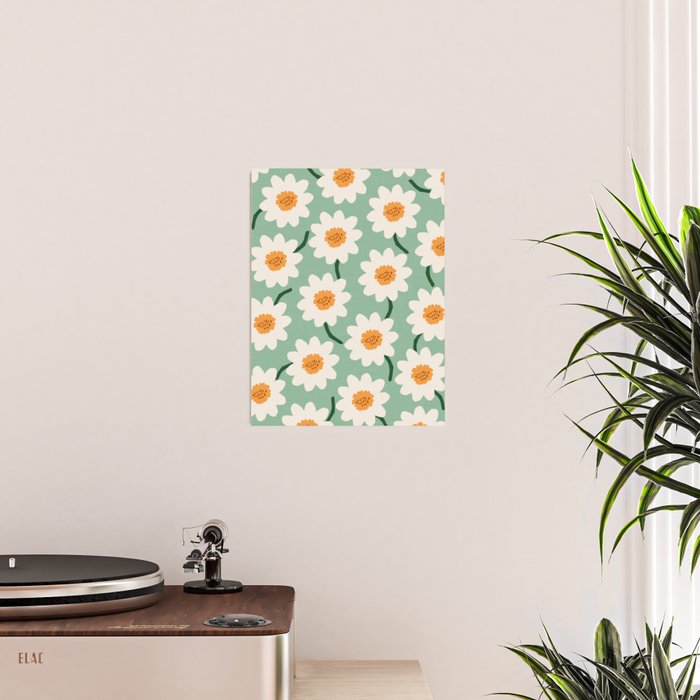 Flower field - mint & orange Poster Gallery Image 2