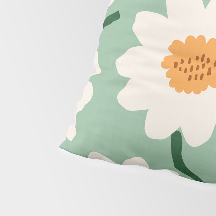 Flower field - mint & orange Pillow Sham Gallery Image 4