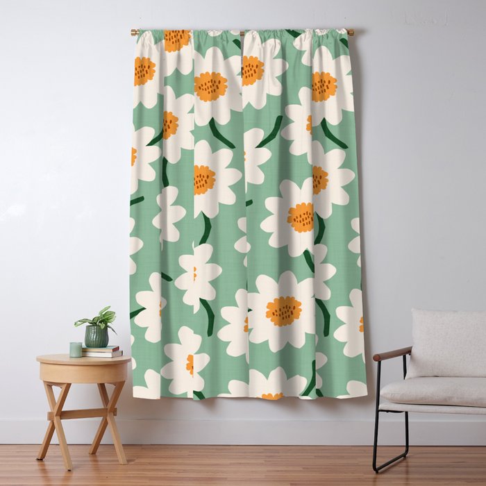 Flower field - mint & orange Window Curtain Gallery Image 5