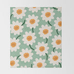 Flower field - mint & orange Throw Blanket Gallery Image 2