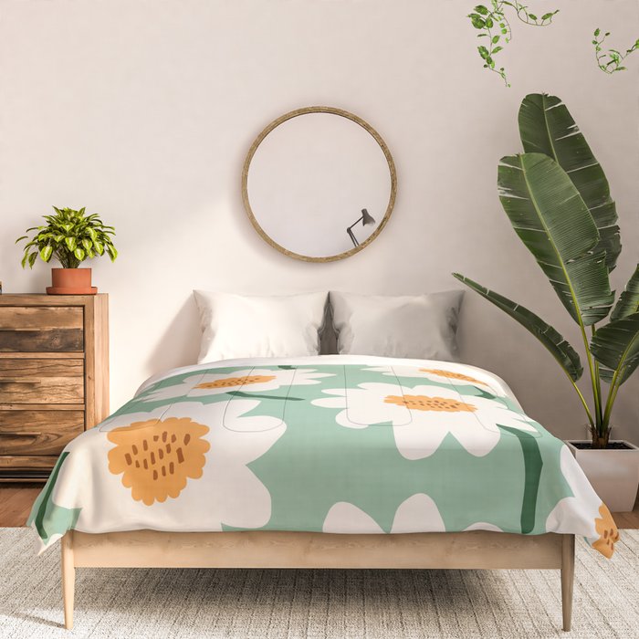Flower field - mint & orange Comforter Gallery Image 3