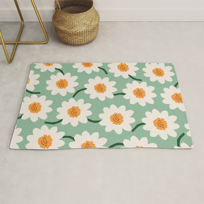 Flower field - mint & orange Rug Gallery Image 1