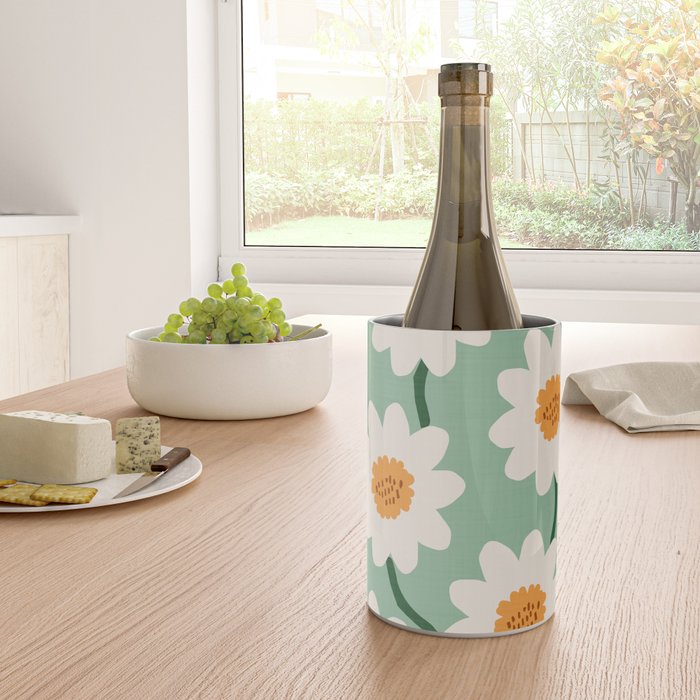 Flower field - mint & orange Wine Chiller Gallery Image 4