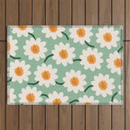 Flower field - mint & orange Outdoor Rug Gallery Image 1