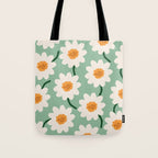 Flower field - mint & orange Tote Bag Gallery Image 1