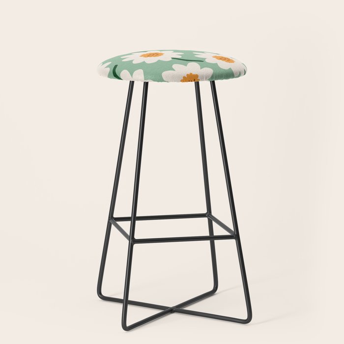 Flower field - mint & orange Stool Gallery Image 1