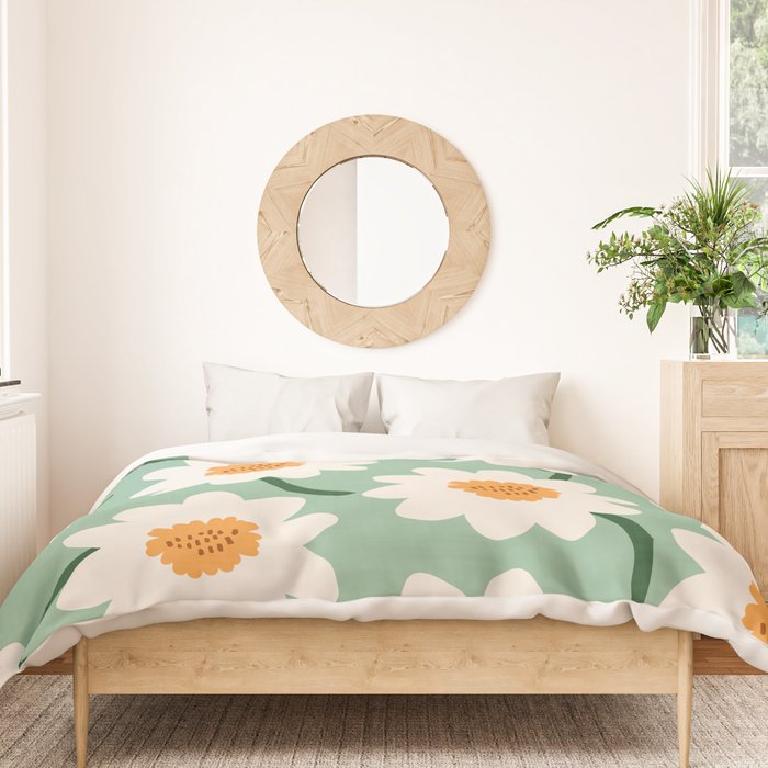 Flower field - mint & orange Duvet Cover Gallery Image 3