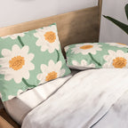 Flower field - mint & orange Pillow Sham Gallery Image 2