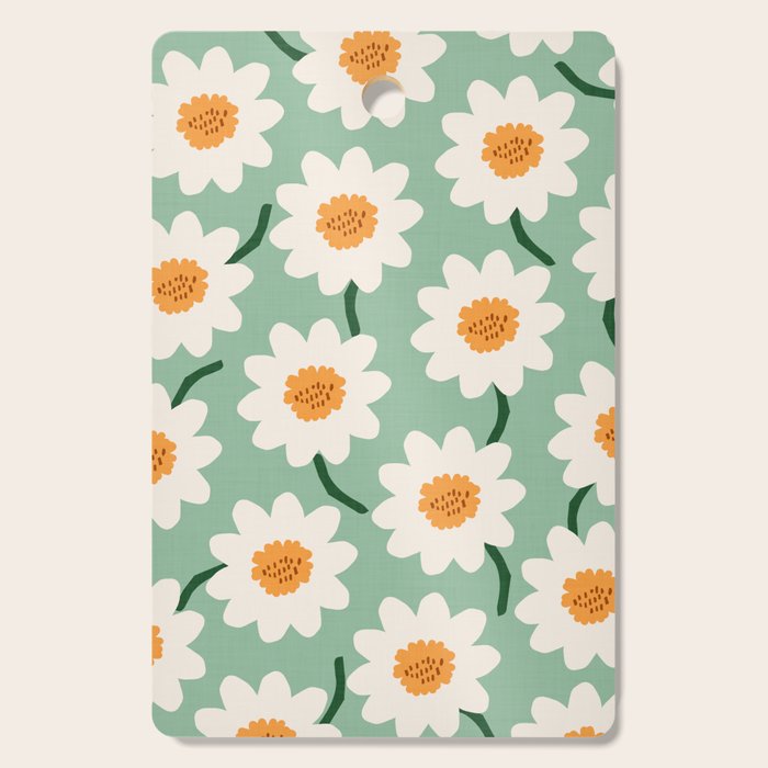 Flower field - mint & orange Cutting Board Gallery Image 1