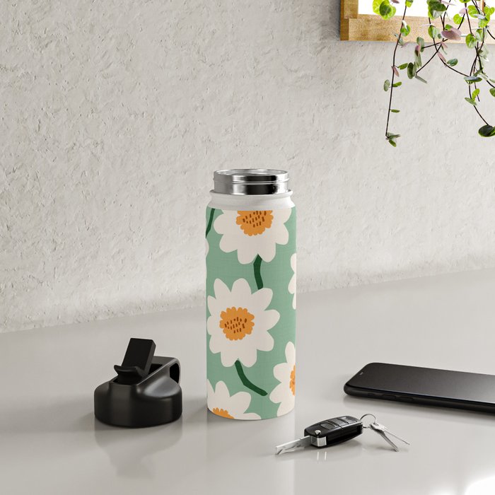 Flower field - mint & orange Water Bottle Gallery Image 5