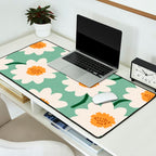 Flower field - mint & orange Desk Mat Gallery Image 2