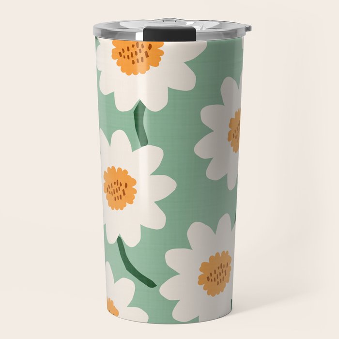 Flower field - mint & orange Travel Mug Gallery Image 1