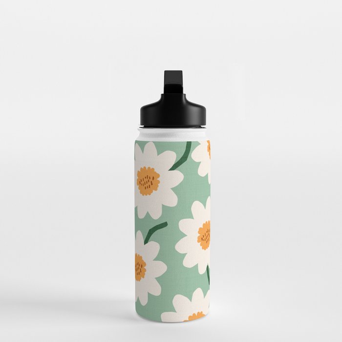 Flower field - mint & orange Water Bottle Gallery Image 3