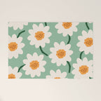 Flower field - mint & orange Welcome Mat Gallery Image 1