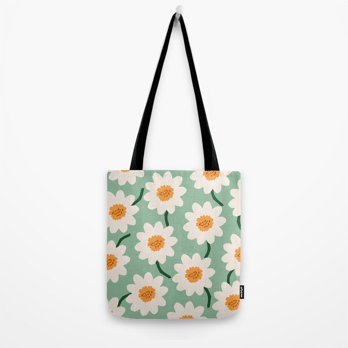 Flower field - mint & orange Tote Bag Gallery Image 2