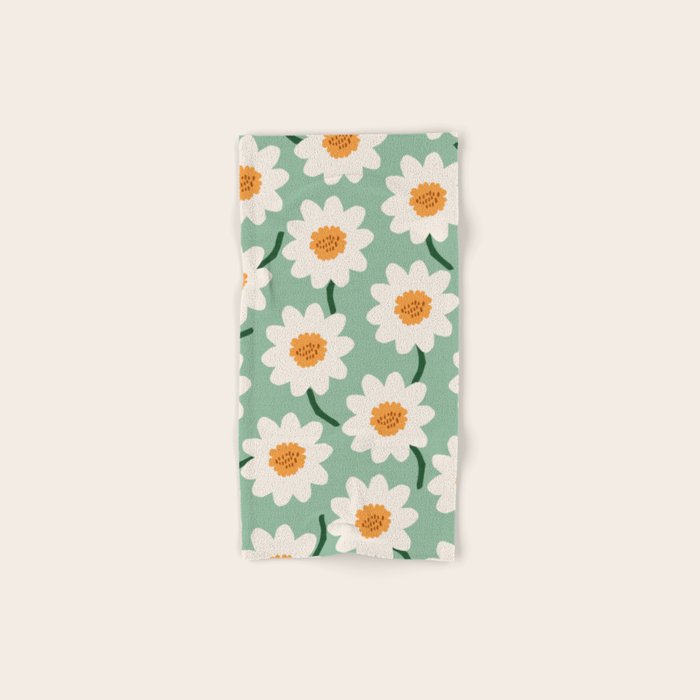 Flower field - mint & orange Bath Towel Gallery Image 1
