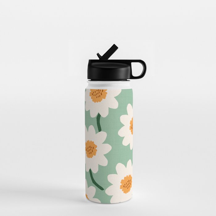 Flower field - mint & orange Water Bottle Gallery Image 1