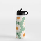 Flower field - mint & orange Water Bottle Gallery Image 1