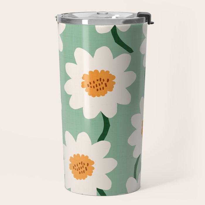 Flower field - mint & orange Travel Mug Gallery Image 2