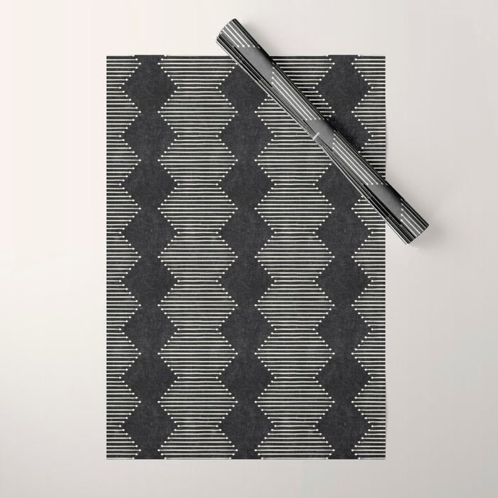 mudcloth diamonds - onyx Wrapping Paper Gallery Image 1