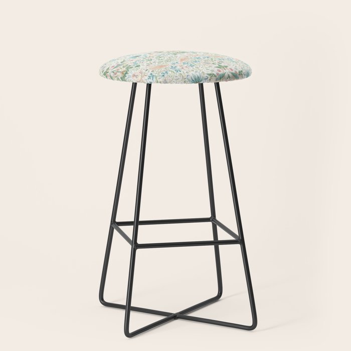 William Morris Strawberry Thief Cochineal Willow Stool Gallery Image 1