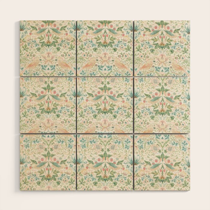 William Morris Strawberry Thief Cochineal Willow Wood Wall Art Gallery Image 1