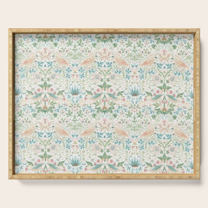 William Morris Strawberry Thief Cochineal Willow Serving Tray Gallery Image 1