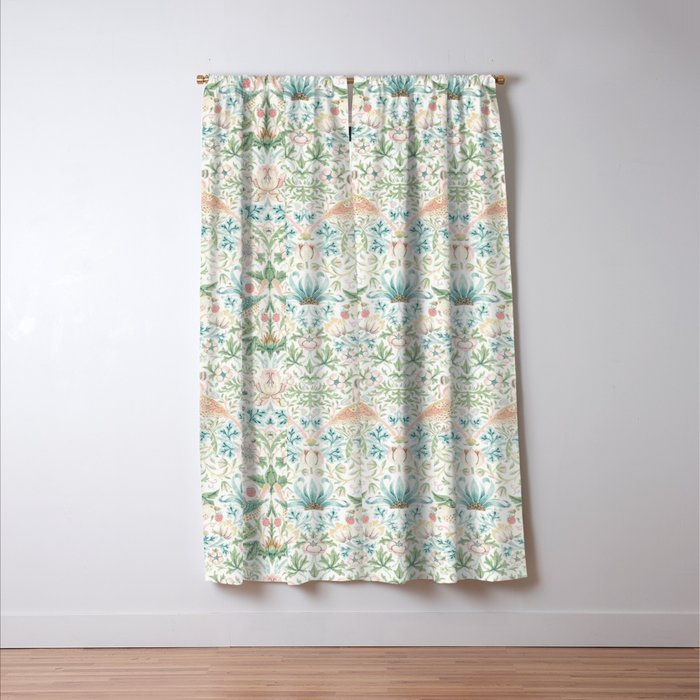 William Morris Strawberry Thief Cochineal Willow Window Curtain Gallery Image 3