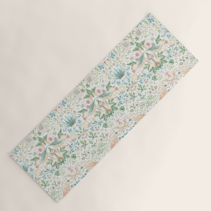 William Morris Strawberry Thief Cochineal Willow Yoga Mat Gallery Image 1