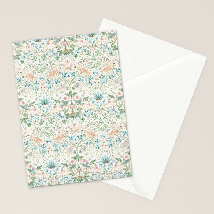 William Morris Strawberry Thief Cochineal Willow Stationery Card Gallery Image 2