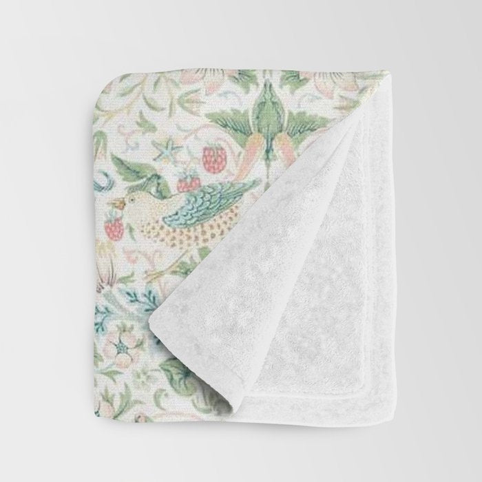 William Morris Strawberry Thief Cochineal Willow Throw Blanket Gallery Image 3