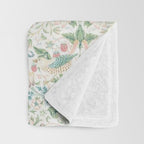 William Morris Strawberry Thief Cochineal Willow Throw Blanket Gallery Image 3