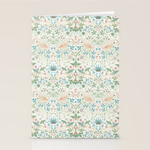 William Morris Strawberry Thief Cochineal Willow Stationery Card Gallery Image 2