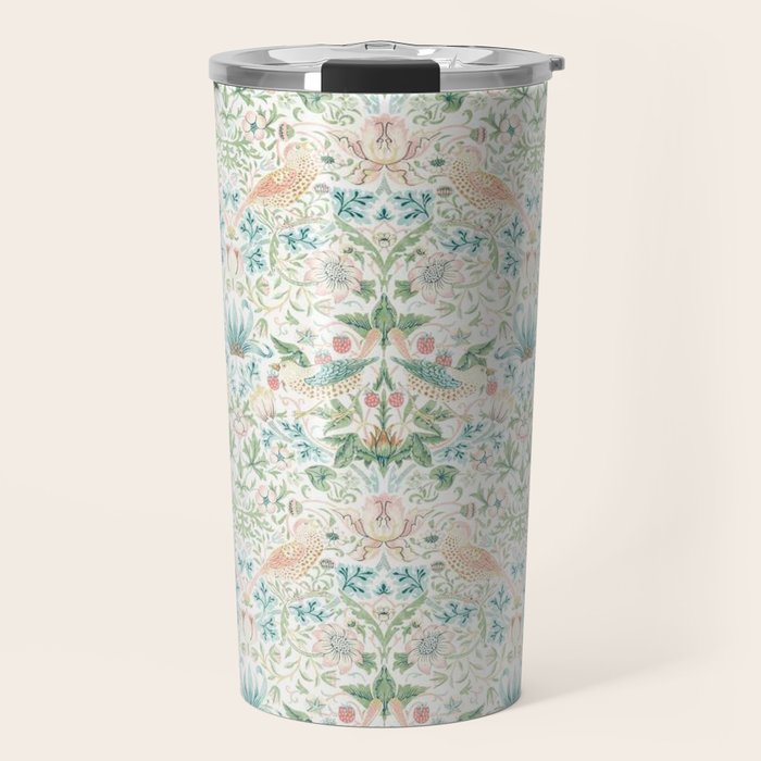 William Morris Strawberry Thief Cochineal Willow Travel Mug Gallery Image 1